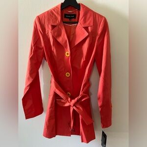 Black Rivet Trench Coat Woman Sz m (1504)